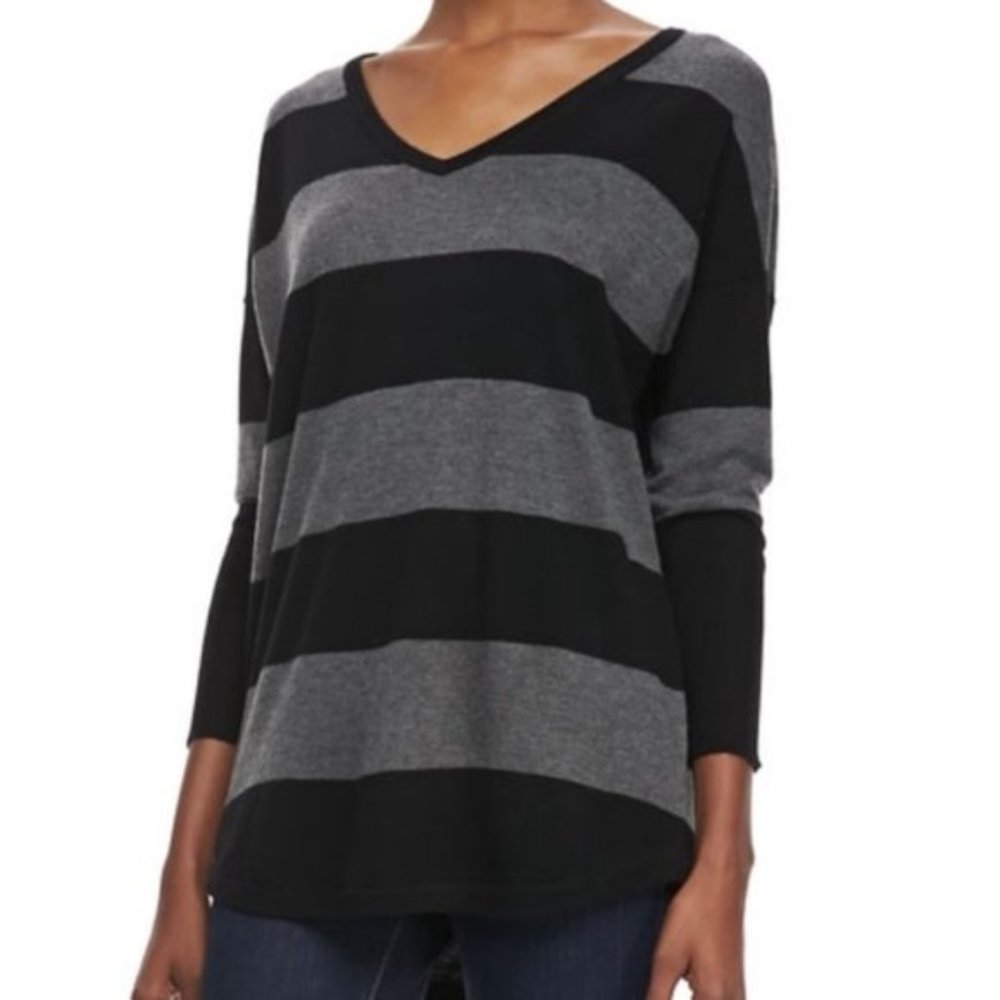 Joie Chyanne V-neck Sweater Wool Cashmere Blend Striped Dolman Oversized X-Small